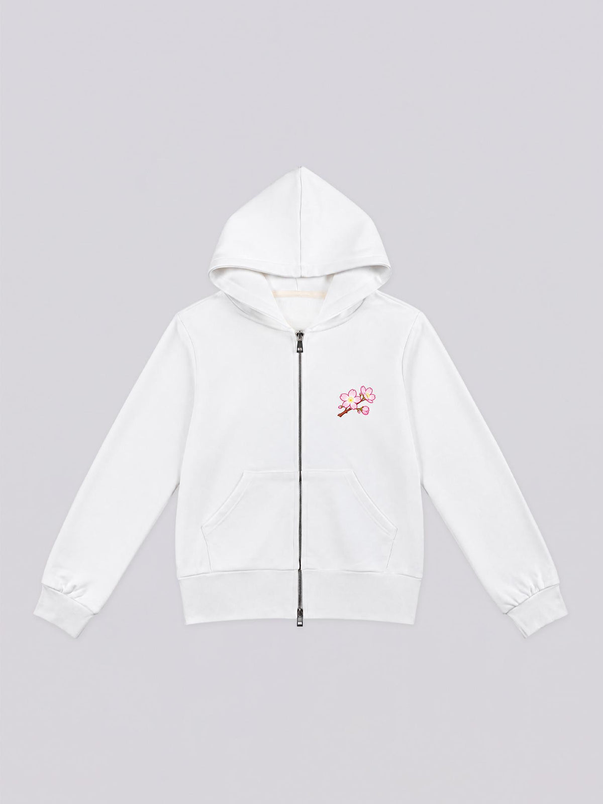 Women's Cherry Blossom Branch with Sparkle Graphic Full Zip Hoodie