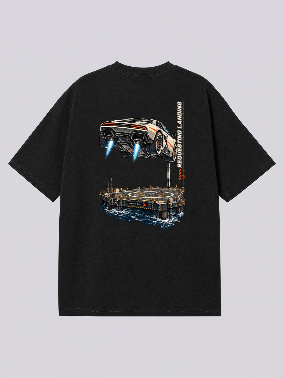 Flying Sports Car Graphic Short Sleeve Tee