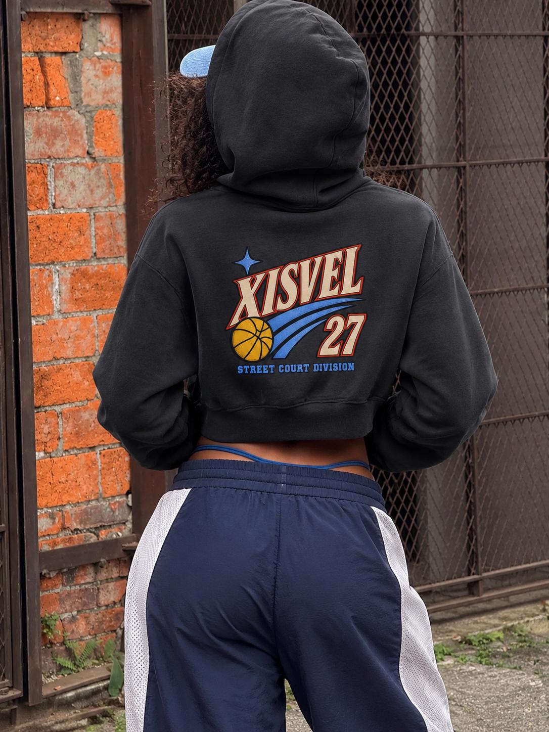 Women Basketball 27 Graphic Cropped Pullover Hoodie