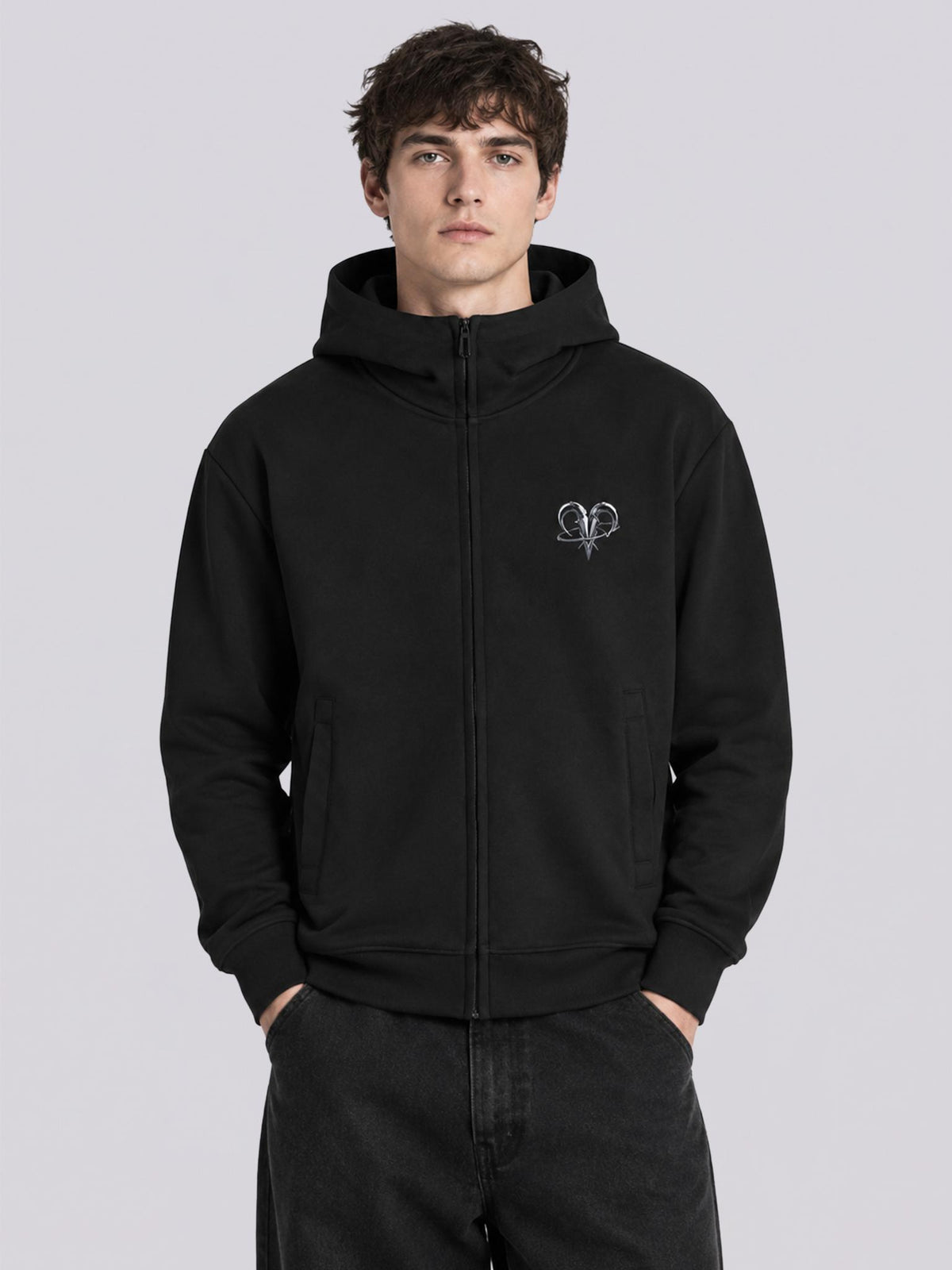 Unisex Aries Gothic Graphic Full Zip Hoodie