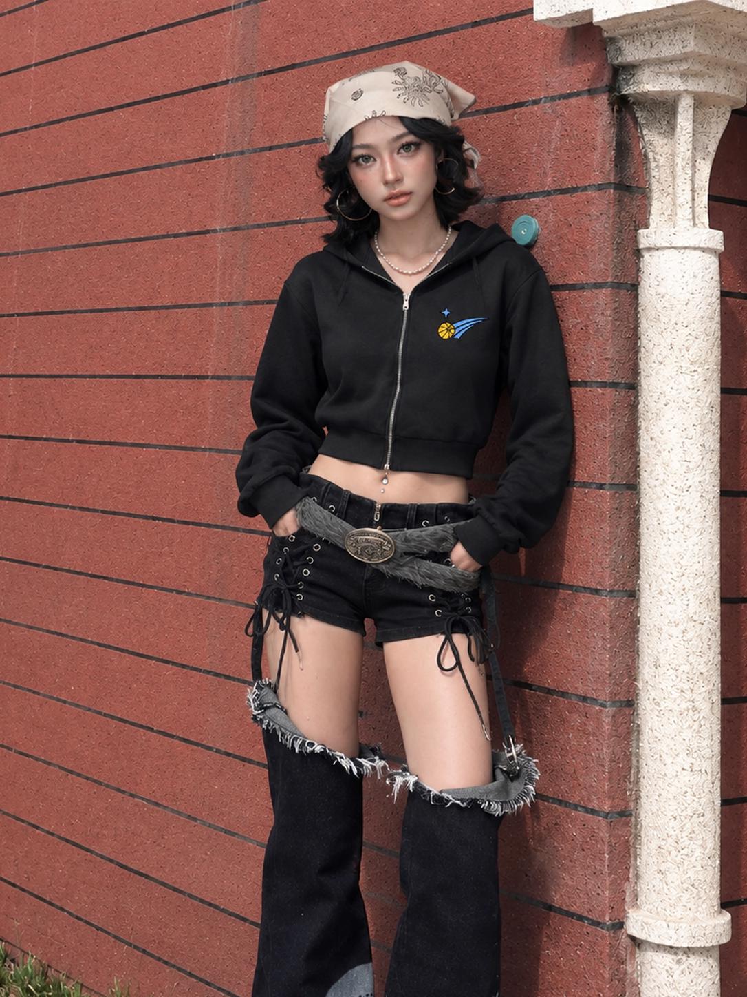 Women Basketball 27 Graphic Cropped Zip-Up Hoodie