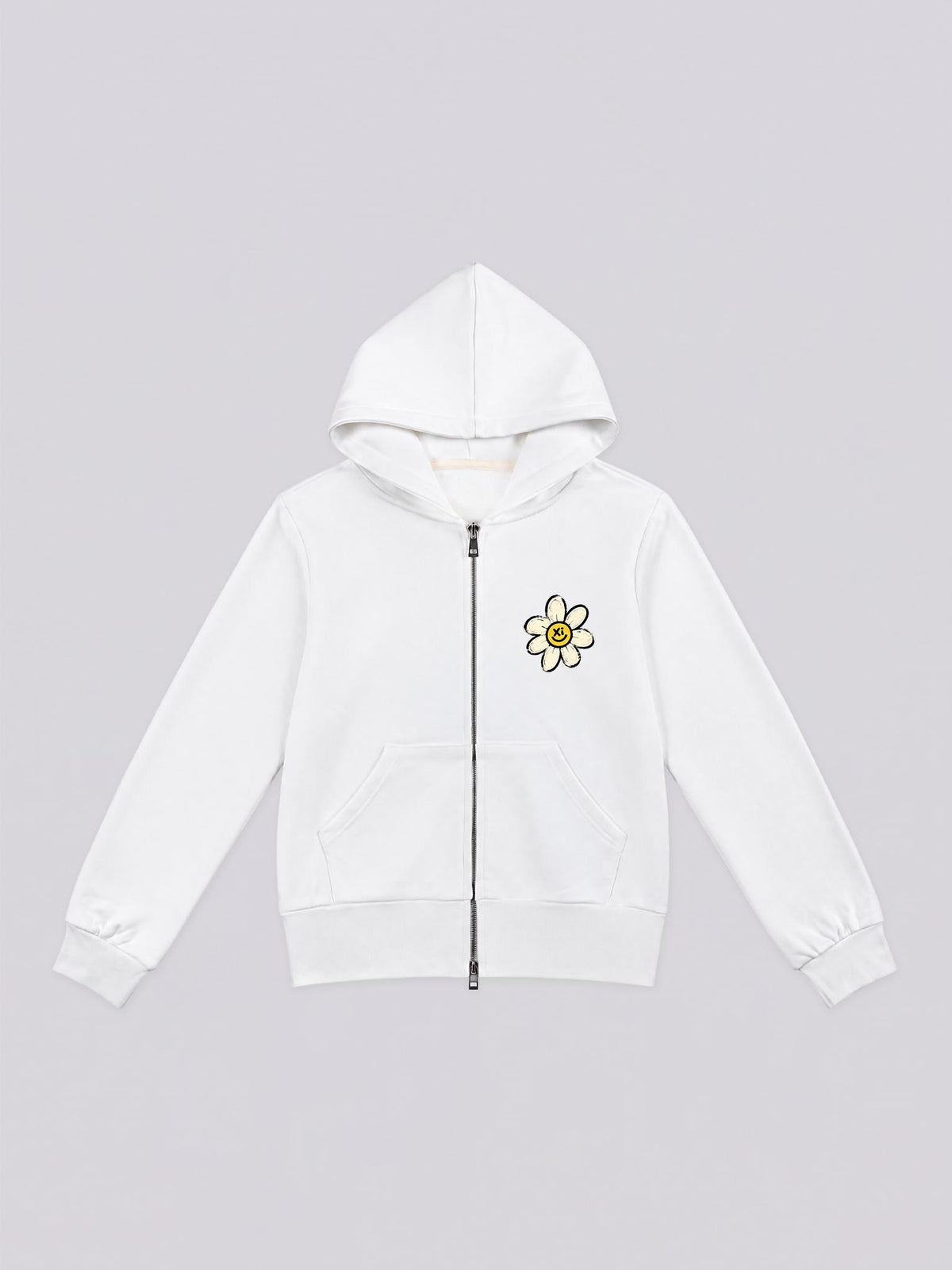 Women's Smiley Daisy Graphic Full Zip Hoodie