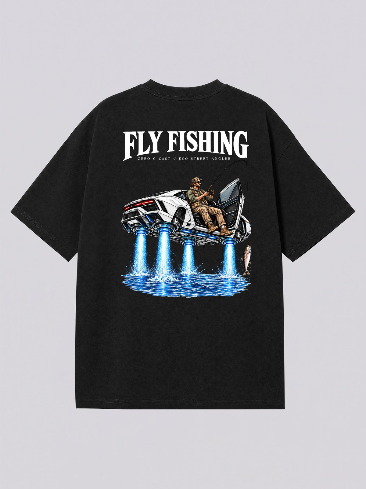 Fly Fishing Sports Car Graphic Short Sleeve Tee
