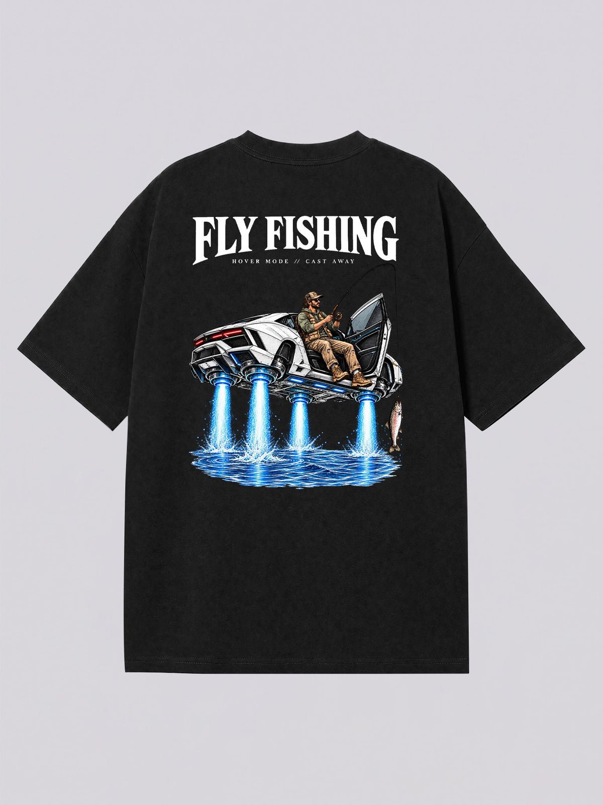 Fly Fishing Sports Car Graphic Short Sleeve Tee