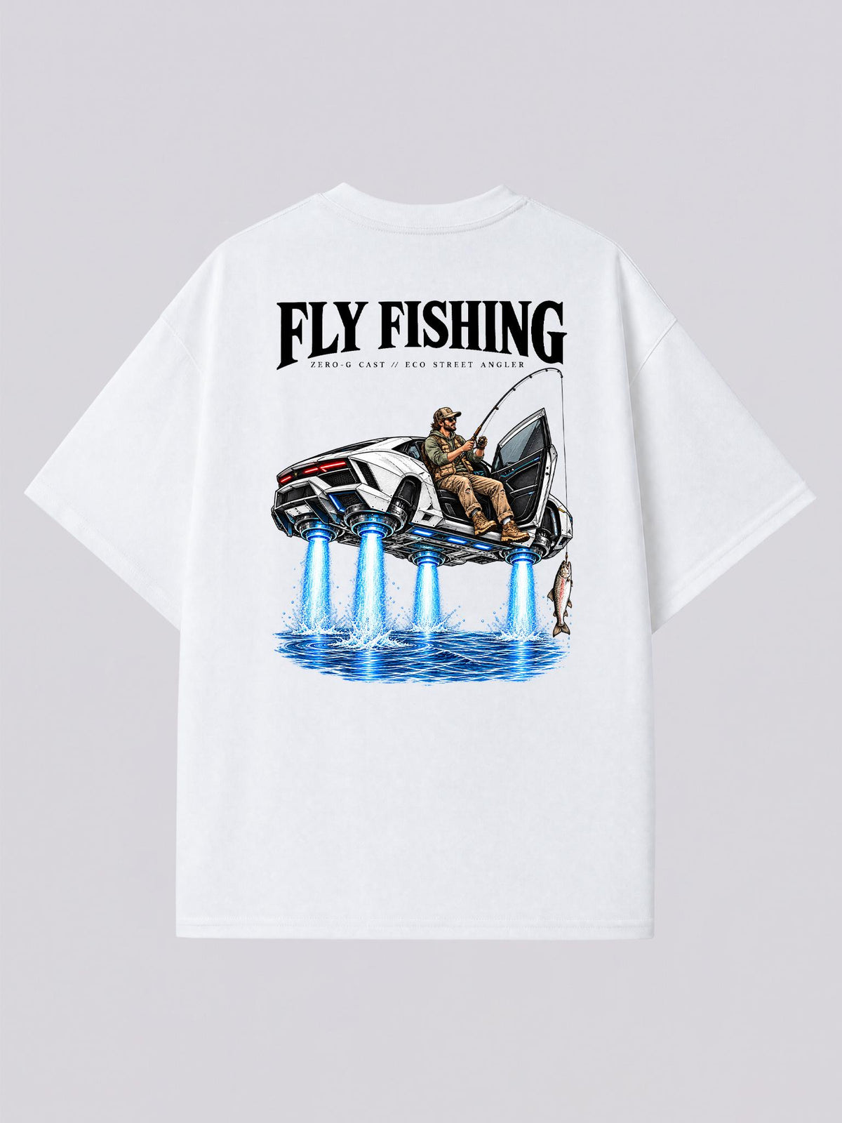 Fly Fishing Sports Car Graphic Short Sleeve Tee