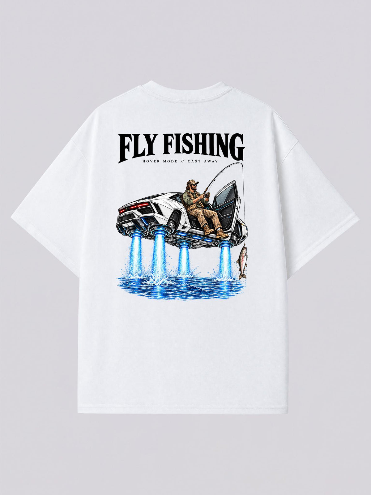 Fly Fishing Sports Car Graphic Short Sleeve Tee