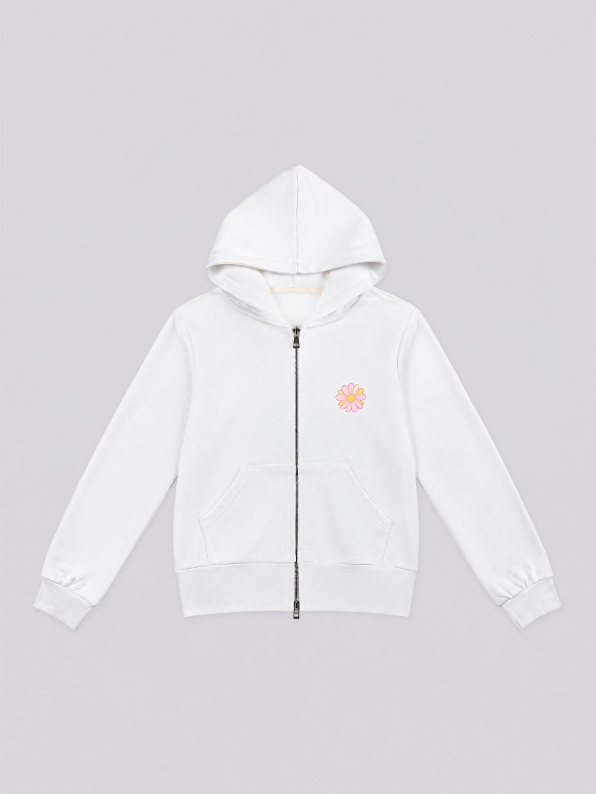 Women's Pink Daisy Graphic Full Zip Hoodie