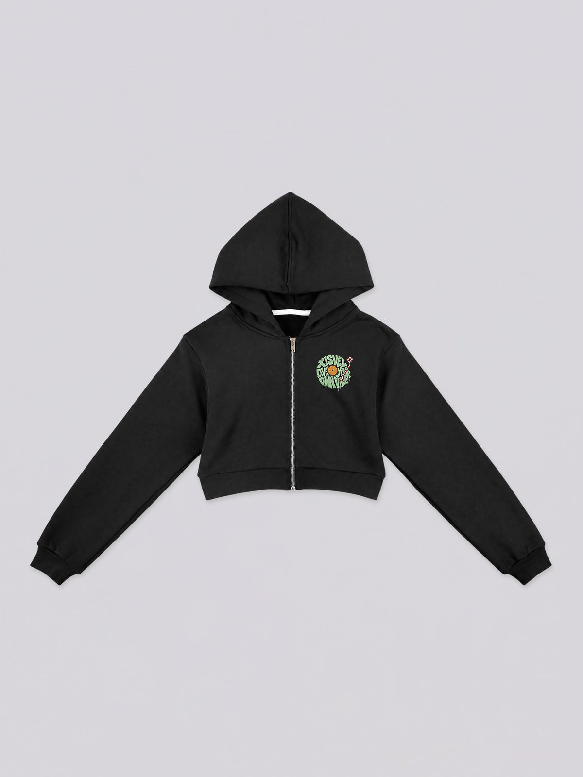 Women's Vinyl Drip Graphic Full Zip Cropped Hoodie