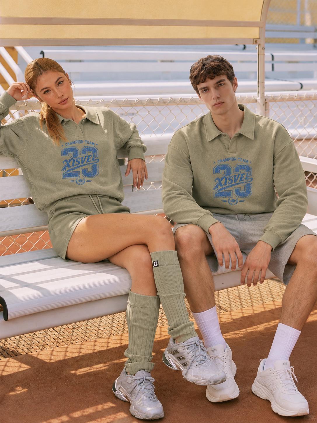 Unisex Vintage 23 Polo Collar Pullover Sweatshirt