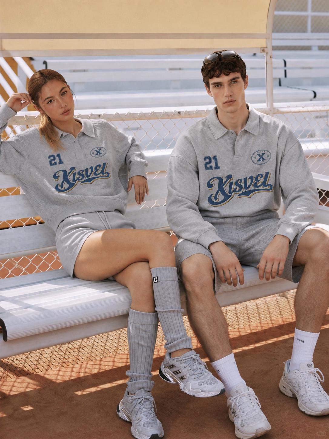 Unisex Vintage 21 Varsity Polo Collar Sweatshirt