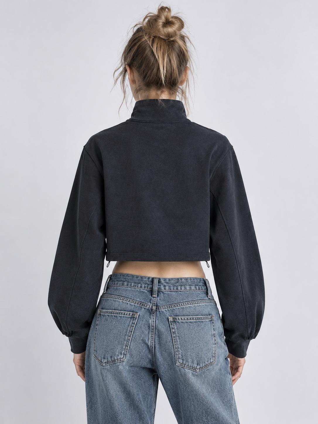 Women Cropped Half-Zip Sweatshirt