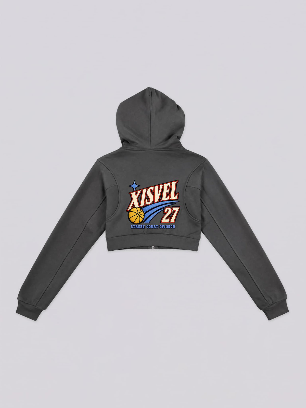 Women Basketball 27 Graphic Cropped Zip-Up Hoodie