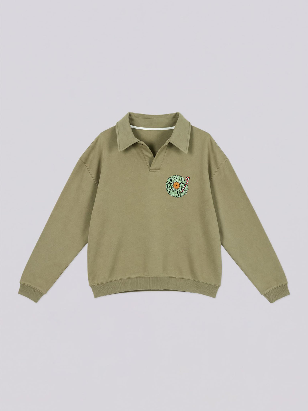 Unisex Vinyl Drip Graphic Polo Sweatshirt