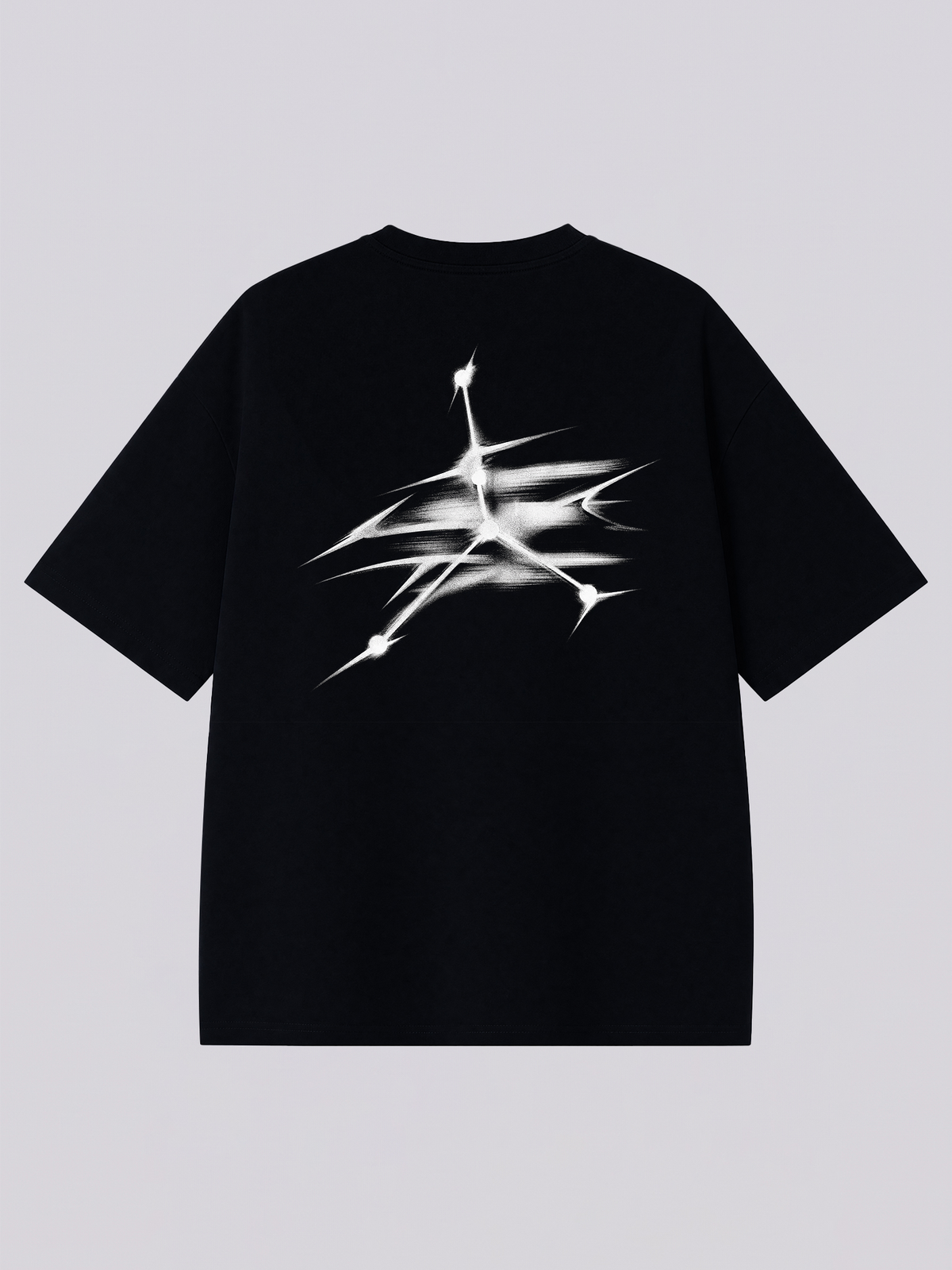 Cancer constellation with streaking brush strokes - back print on a black XISVEL graphic tee