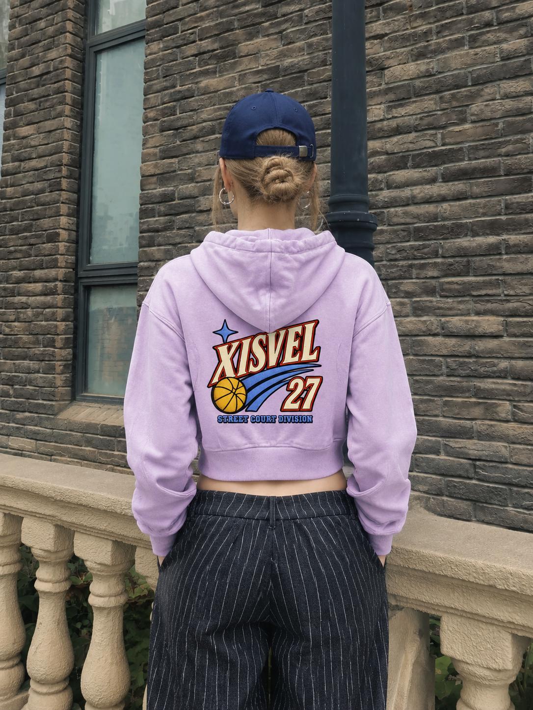 Women Basketball 27 Graphic Cropped Zip-Up Hoodie