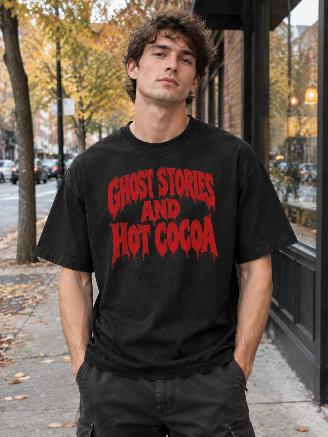 Serial Killer Documentaries And Chill "Ghost Stories And Hot Cocoa"-Shirt
